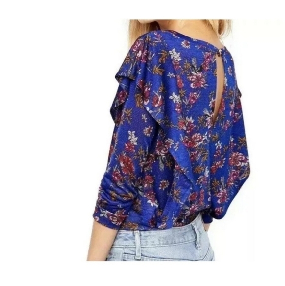 Free People Top Dock Street in Blue Combo size small - Picture 4 of 12